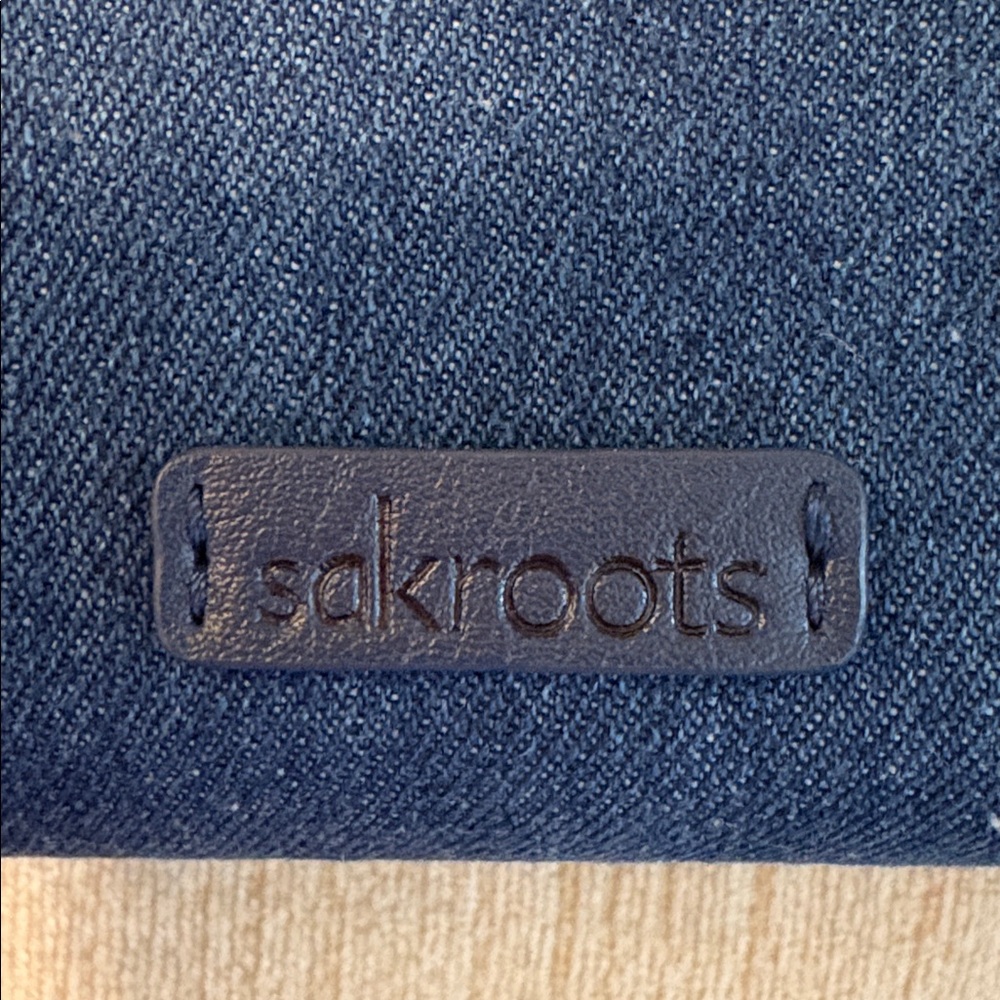 Sakroots Denim Wristlet with Orange and Green Embroidery - Picture 3 of 11